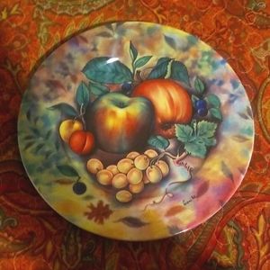 1855 Email de Limoges I. Godinger Fruit Still Life Porcelain Plate 7.5"